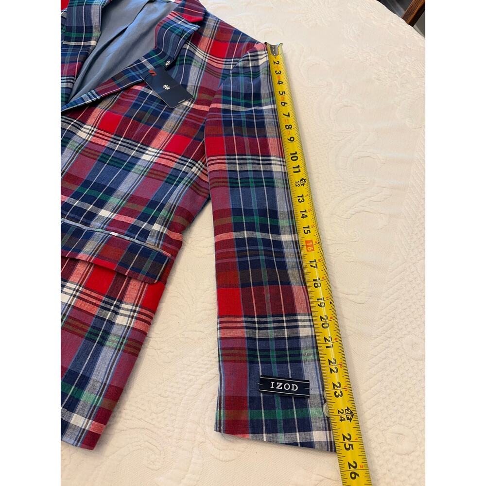 NWT IZOD Plaid Linen Blend Sport Coat Blazer 42S Preppy Derby Golfcore - Picture 12 of 14